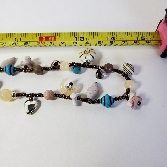 Vintage Collections Ward Beaded Necklace Brown Beige Blue Shell Look - Picture 10 of 10